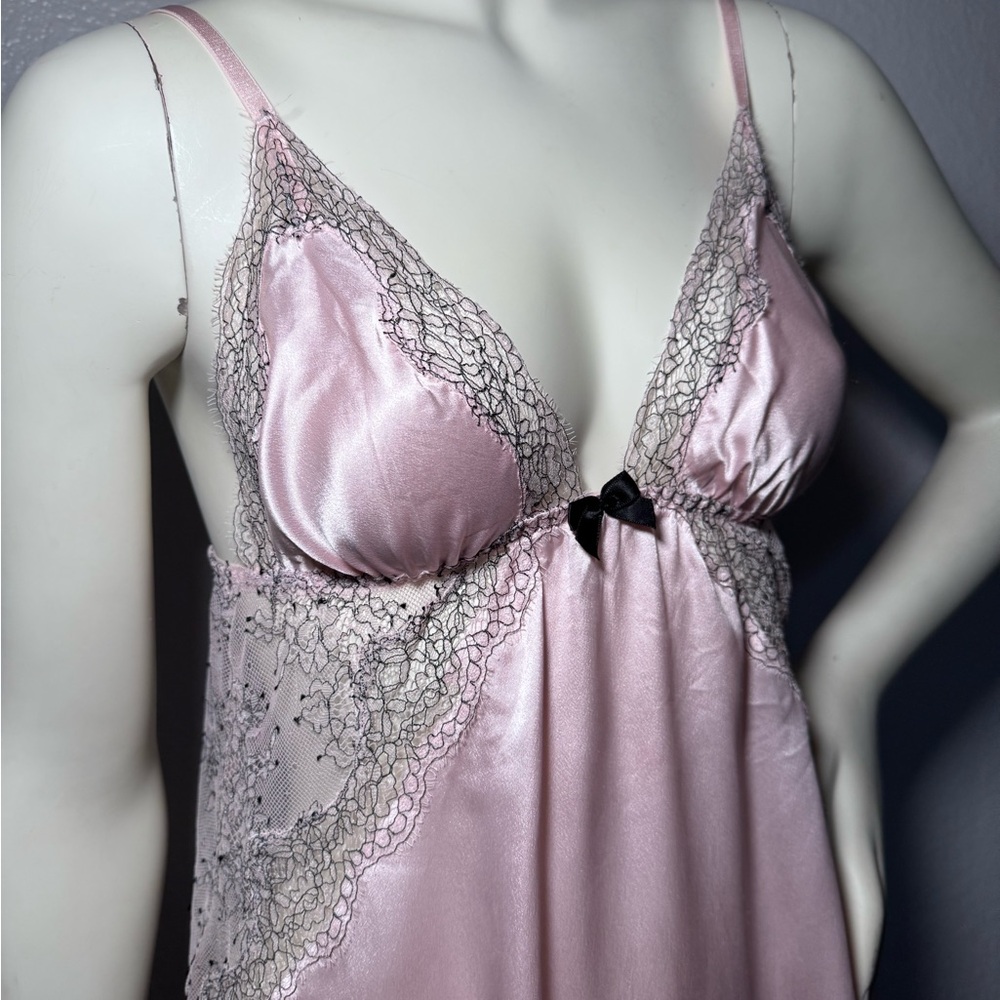 Victoria’s Secret NEW Pink Satin Lace Babydoll Slip Dress Size M - Picture 2 of 7
